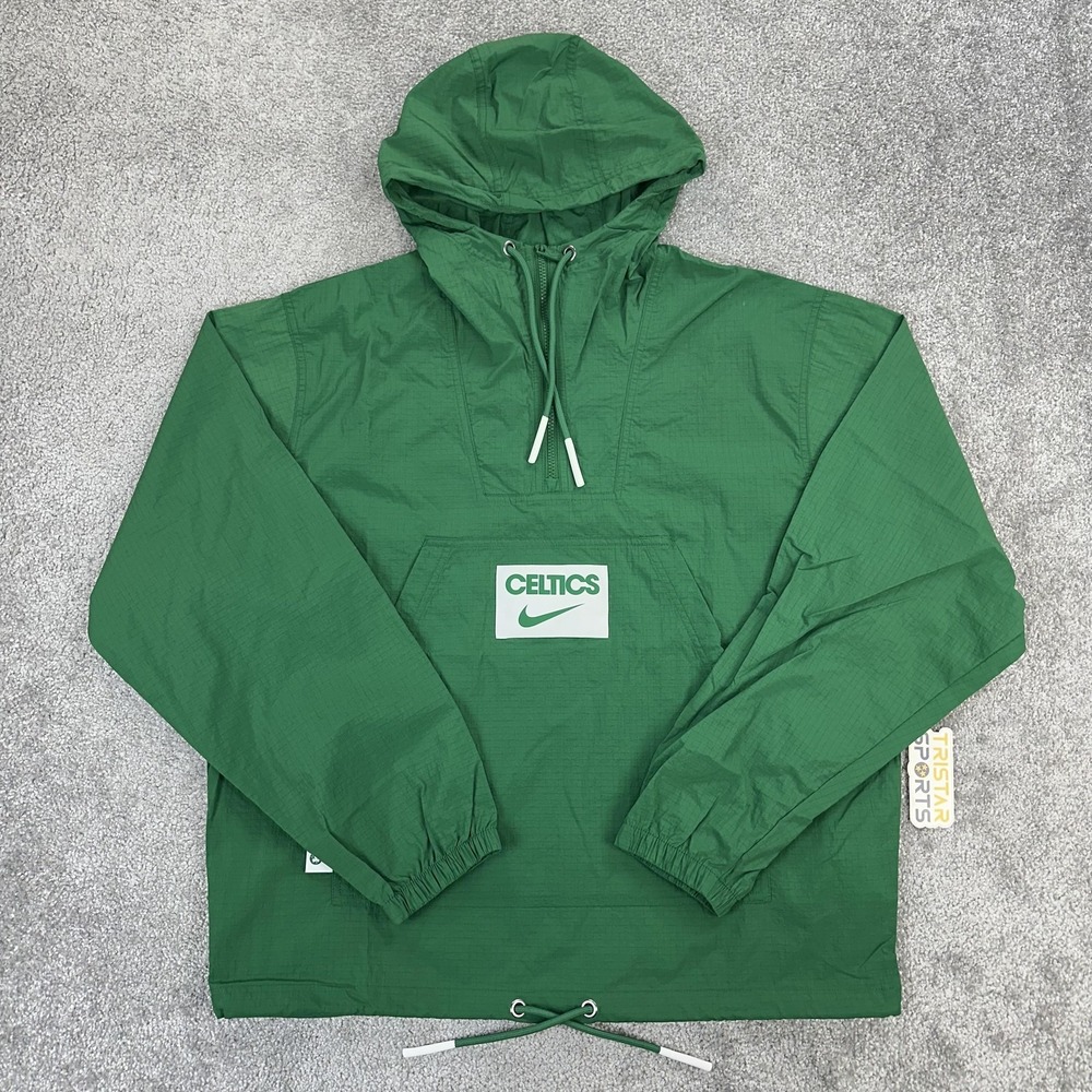 Boston Celtics Jacket Mens Medium Green Nike Anorak Windbreaker Hooded NBA